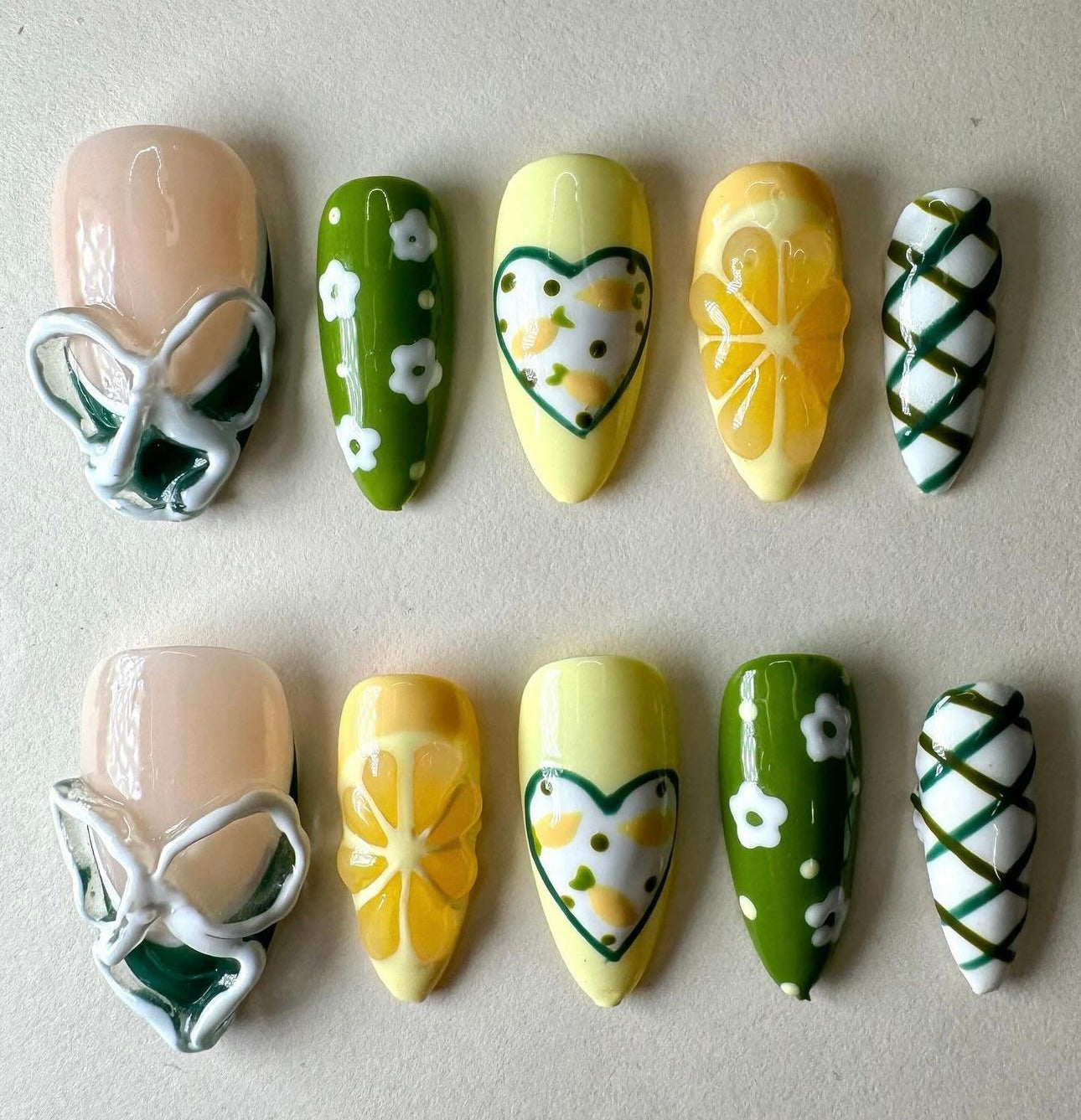 Press on nails| lemon drop
