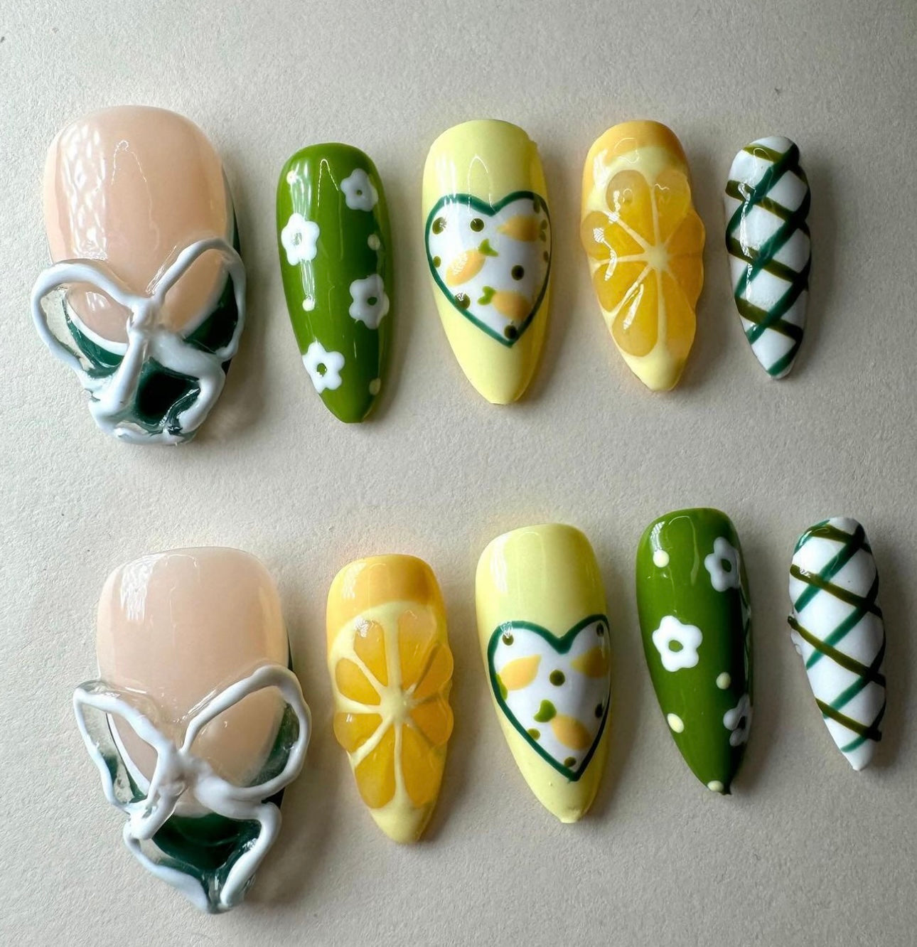 Press on nails| lemon drop