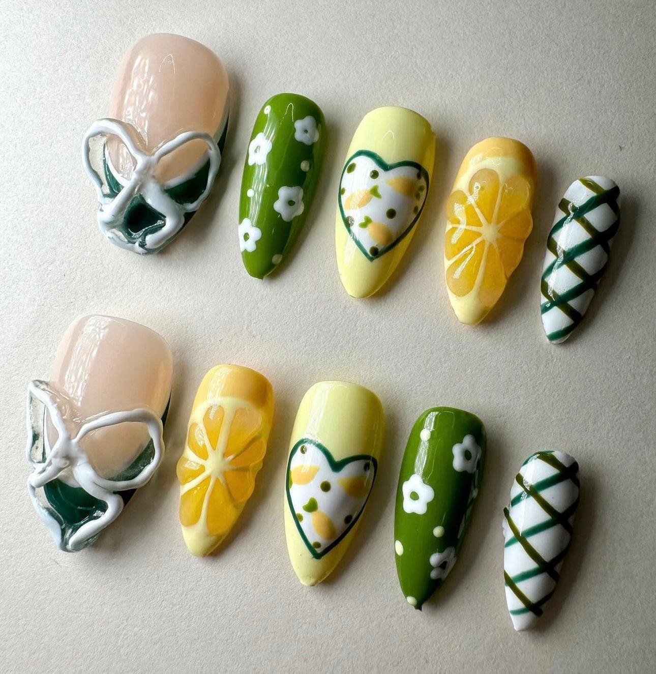 Press on nails| lemon drop