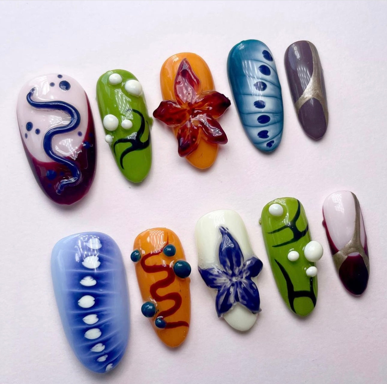 Press on nails| Fall flower set