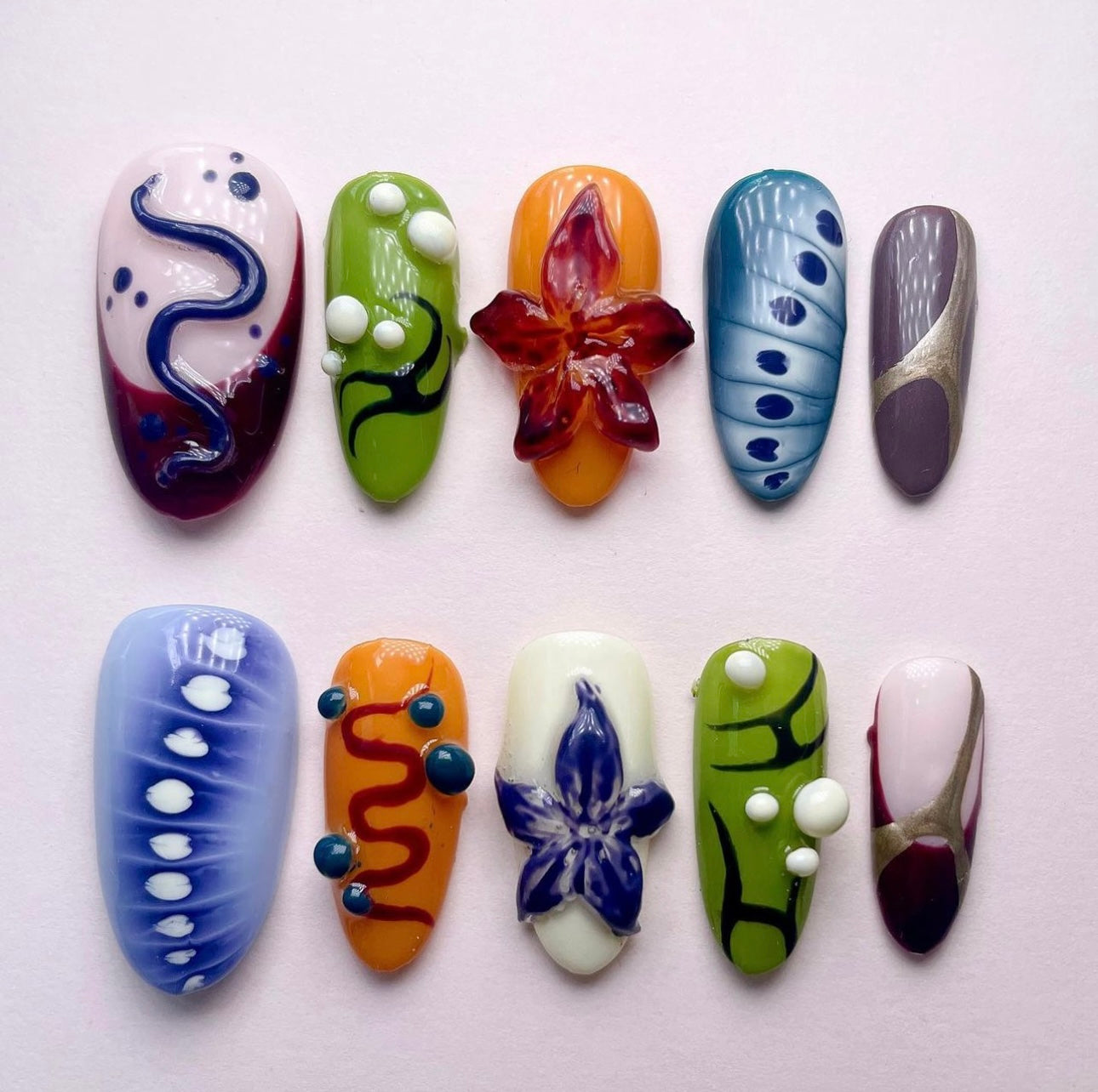 Press on nails| Fall flower set