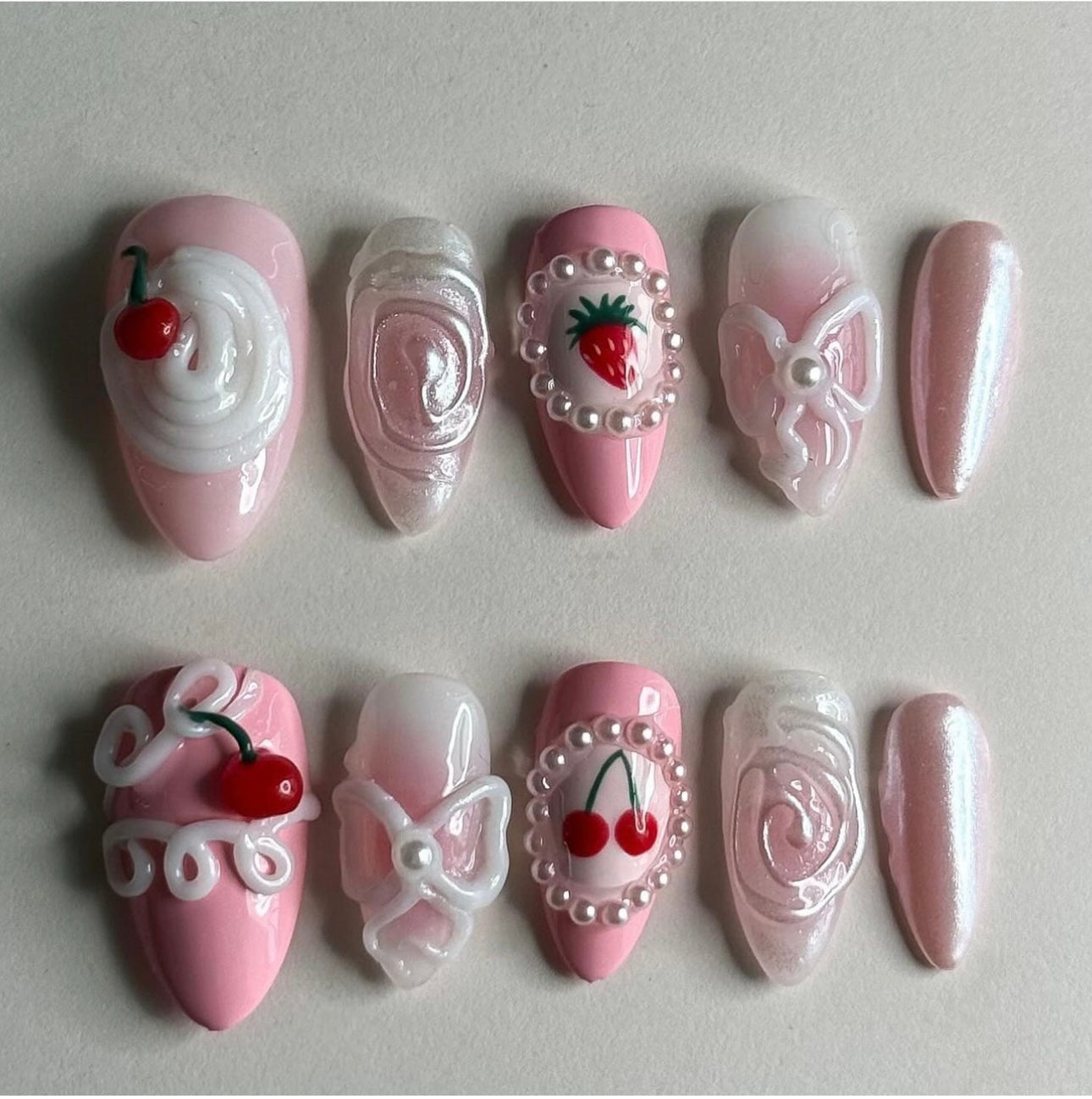 Press on nails| cherry cake set