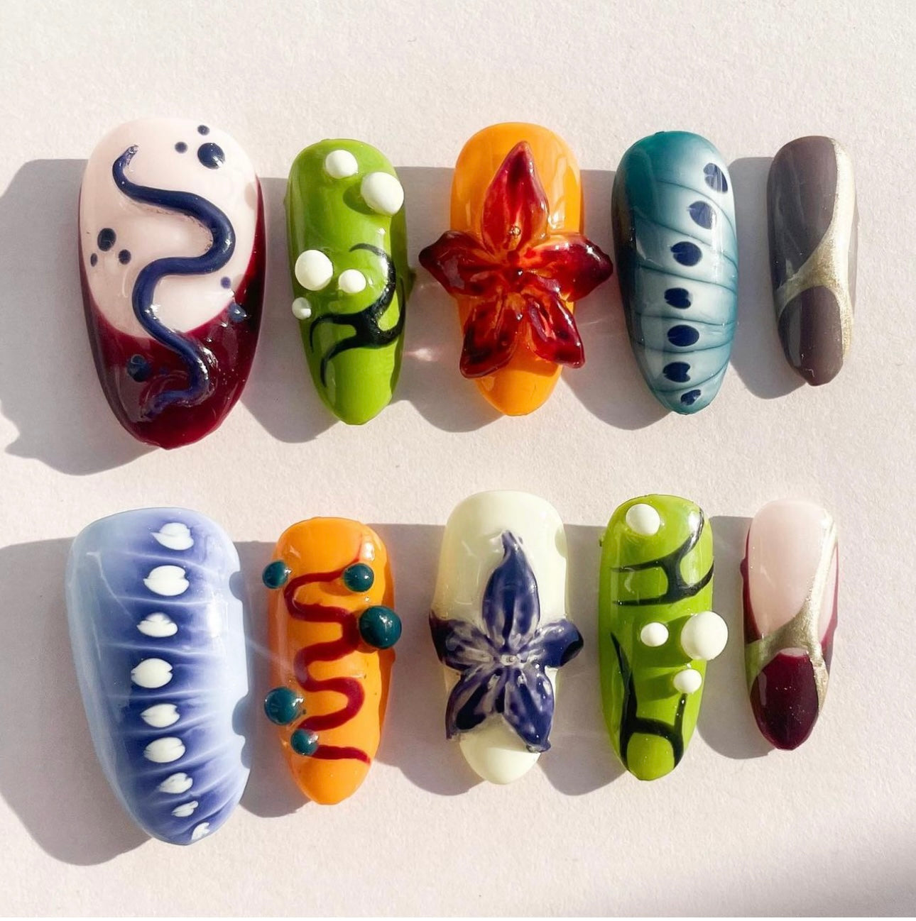 Press on nails| Fall flower set