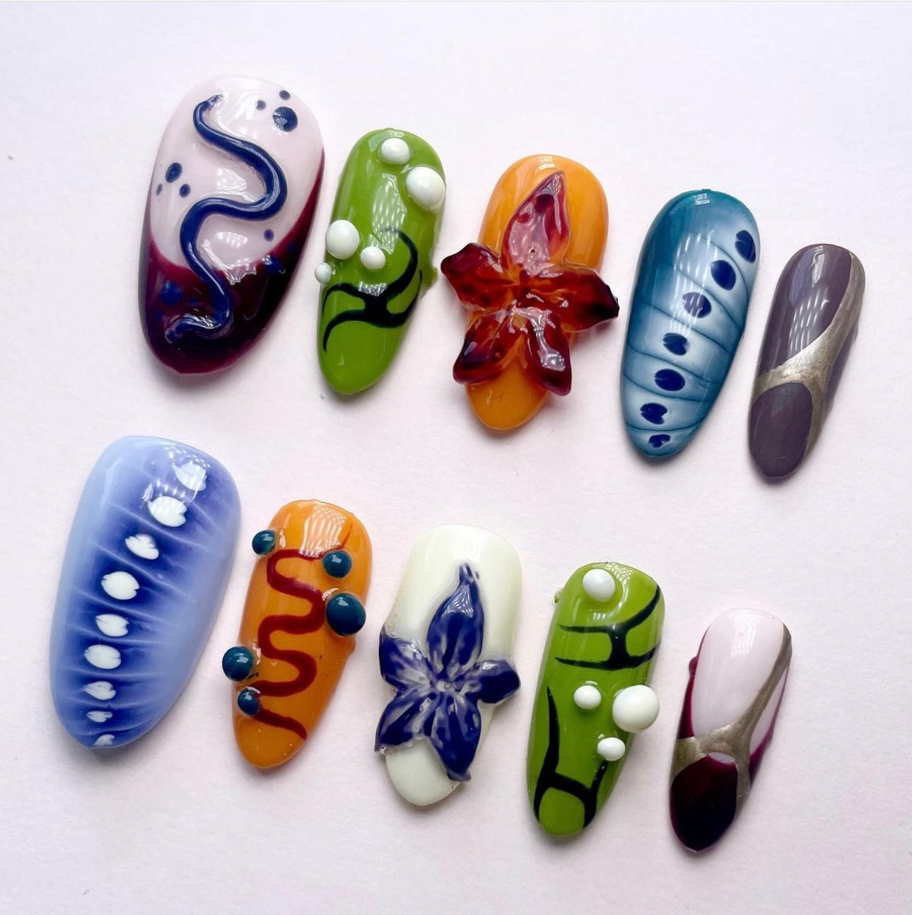 Press on nails| Fall flower set