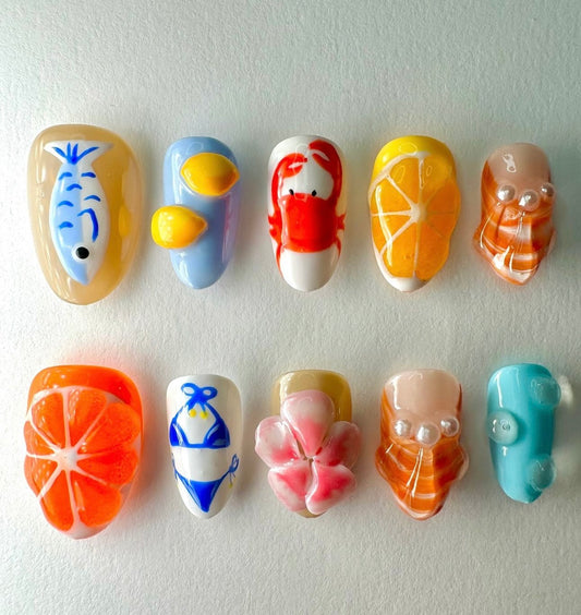 Press on nails| Euro summer set