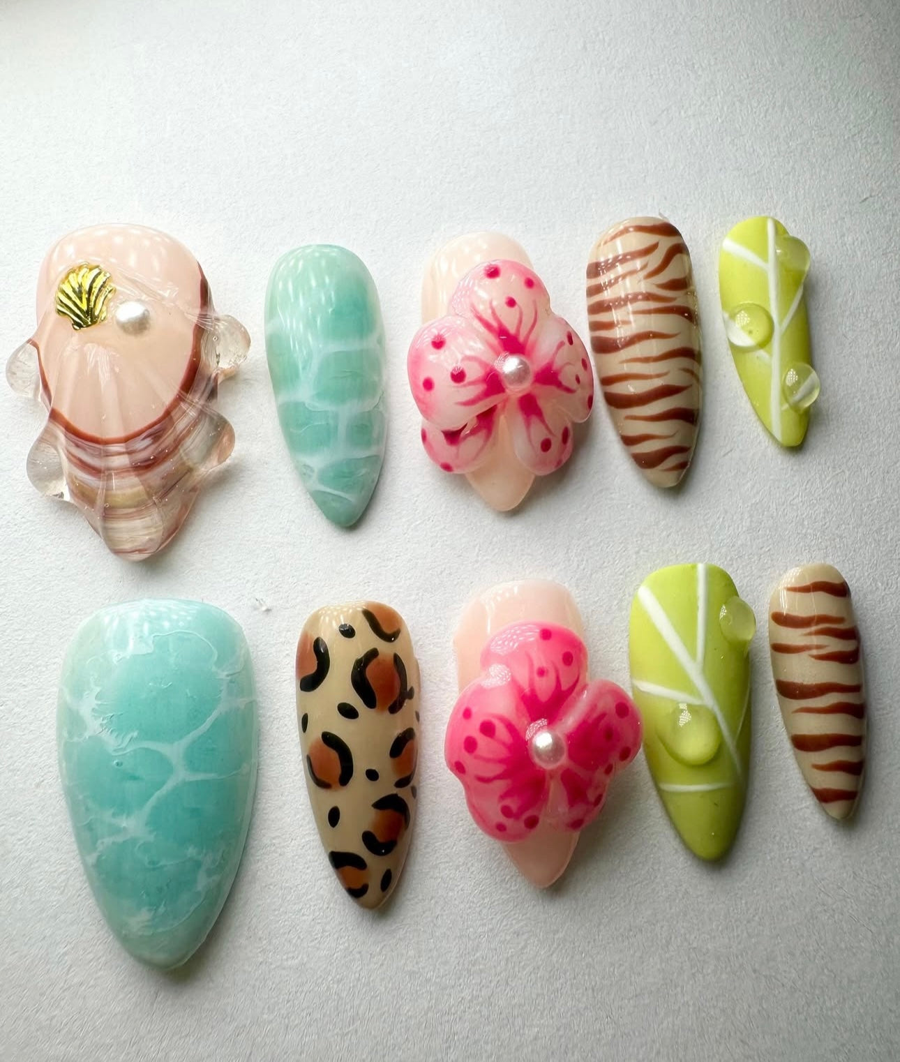 Press on nails| Tropical Safari set