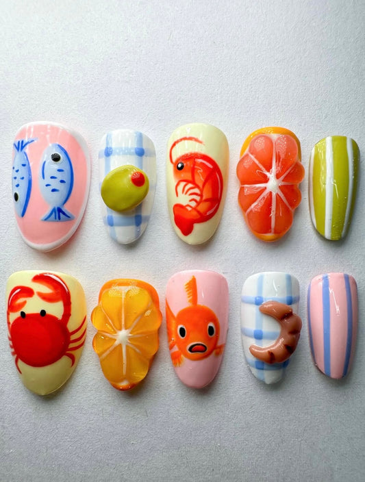 Press on nails| coastal snacks set