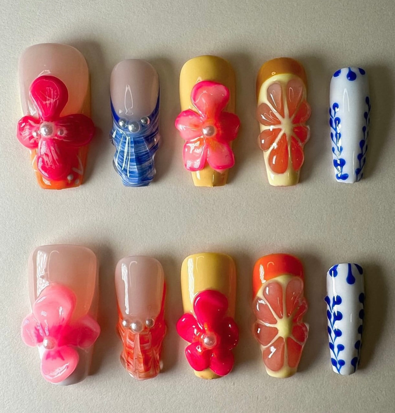 Press on nails| Aloha set