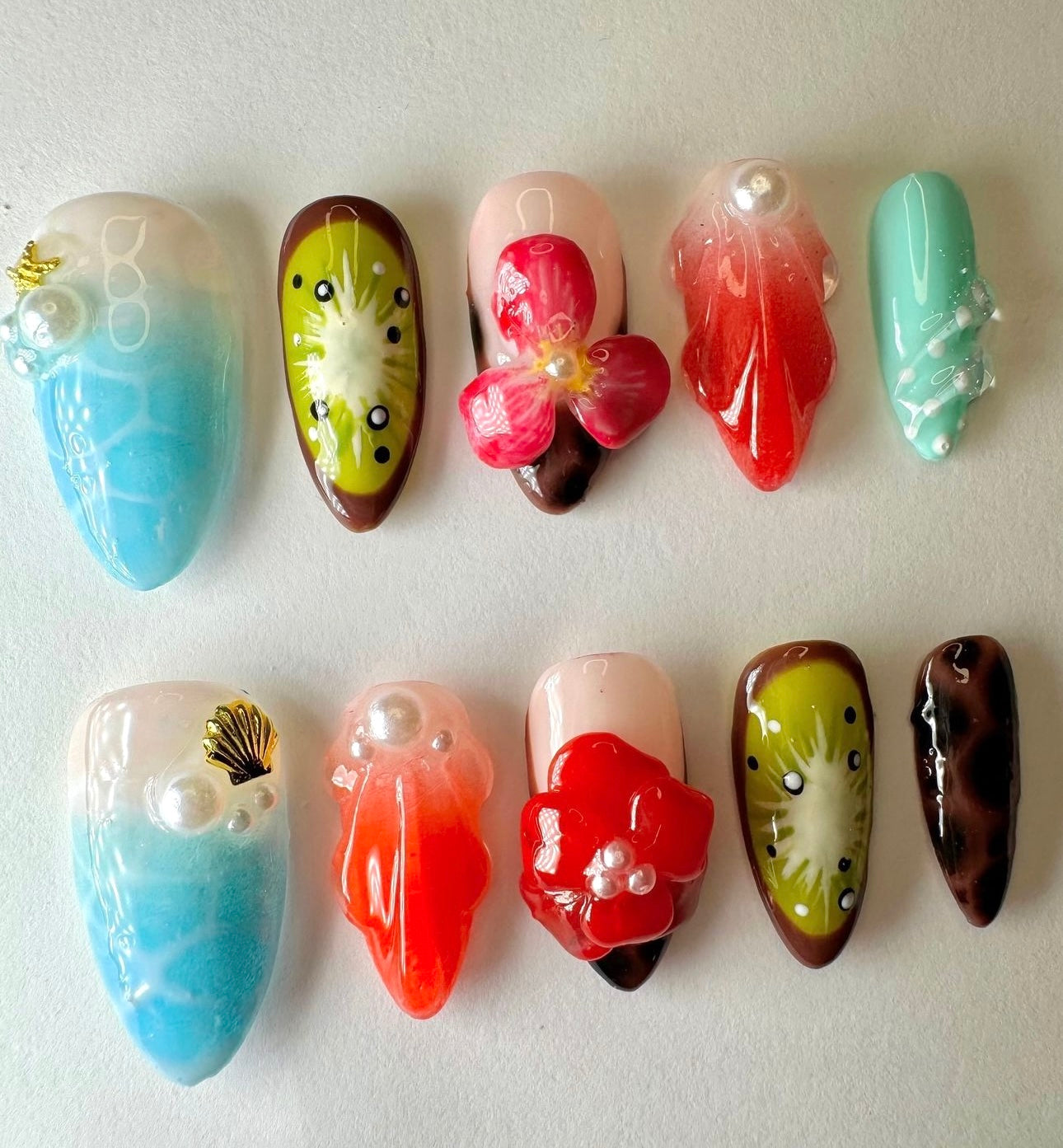 Press on nails| Tropical splash